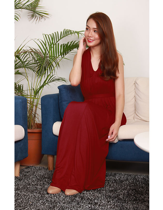 Marilyn Maxi Dress in Maroon